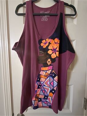 Izzy & Liv "Brown Sugar Babe" plum graphic tank top - size 2XL